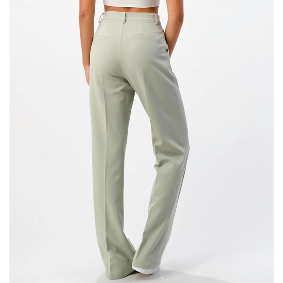 NEW MNI LOS ANGELES front seam wide leg pants in sage - Picture 7 of 7